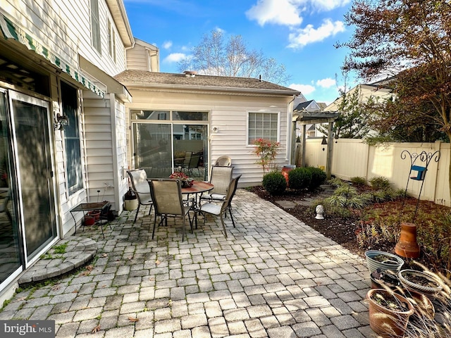 view of patio / terrace featuring a pergola