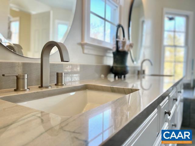 room details featuring tasteful backsplash and sink