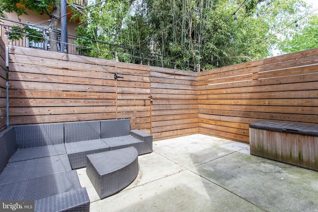 view of patio with an outdoor living space