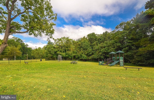 view of yard featuring a playground