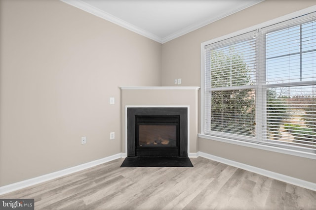 details with ornamental molding and hardwood / wood-style floors