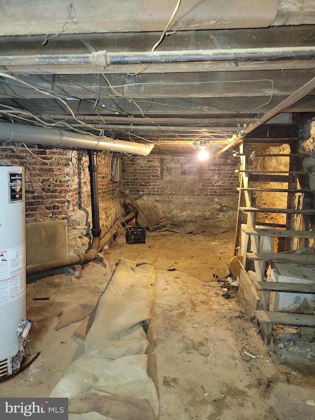 basement with water heater