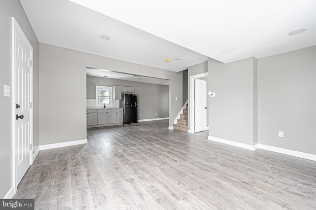 unfurnished living room featuring light hardwood / wood-style floors