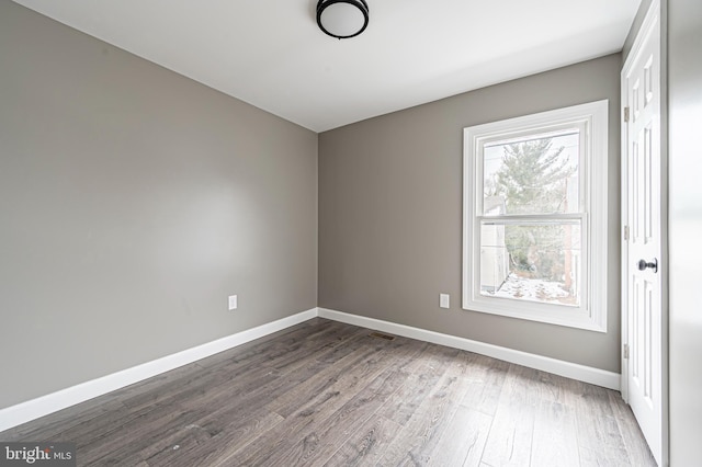 spare room featuring wood-type flooring