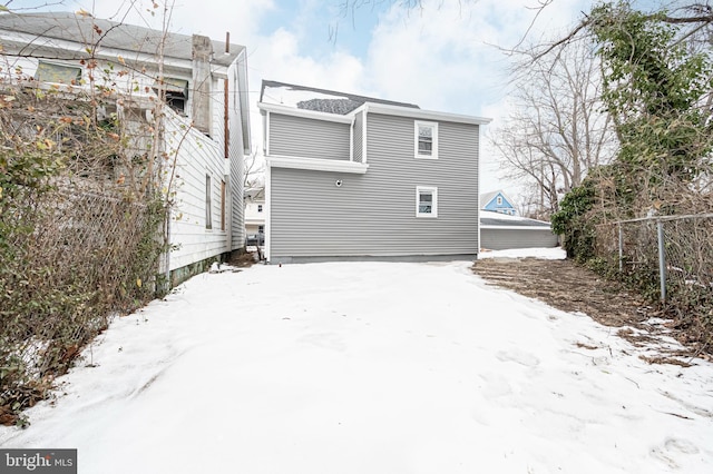 view of snow covered property