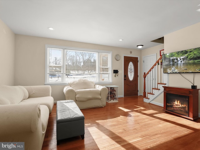 living room with light wood-type flooring