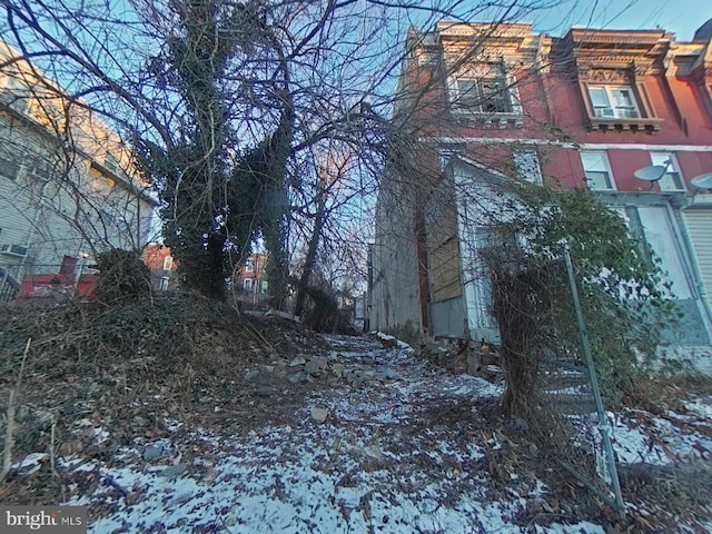 view of snowy exterior