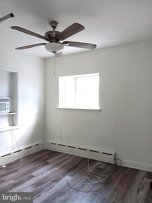 spare room featuring ceiling fan and wood-type flooring