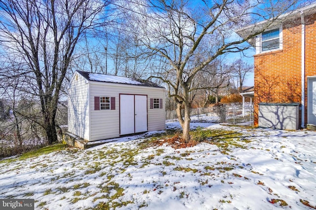 view of snow covered structure