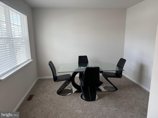 view of carpeted home office