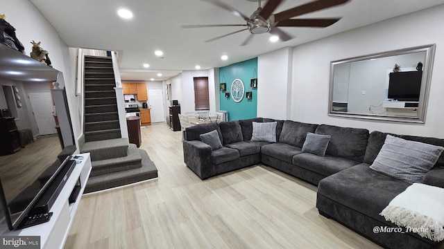 living room featuring light hardwood / wood-style floors