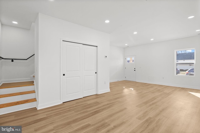 interior space with light hardwood / wood-style flooring