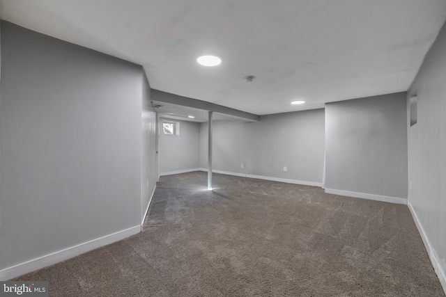 basement featuring carpet floors