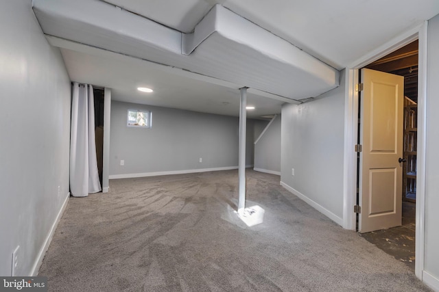 basement featuring carpet