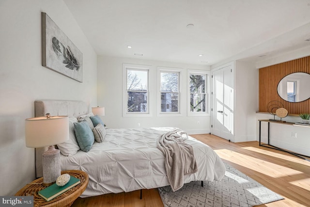 bedroom featuring light wood-type flooring