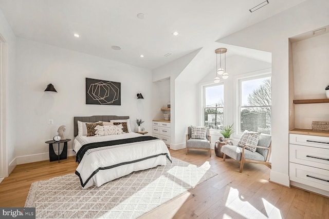 bedroom with light hardwood / wood-style flooring