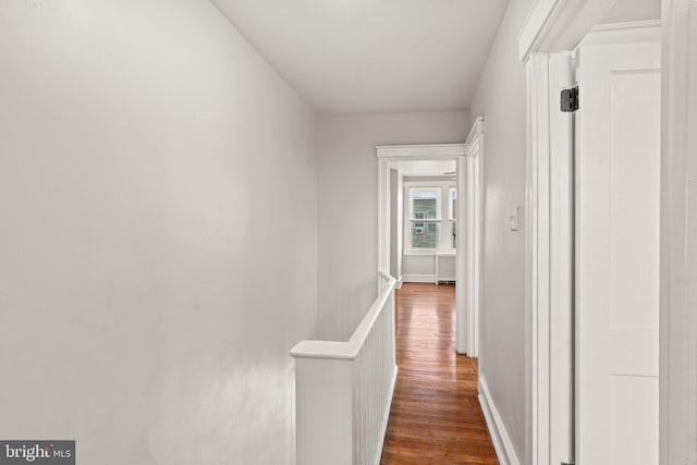 hallway featuring dark hardwood / wood-style floors