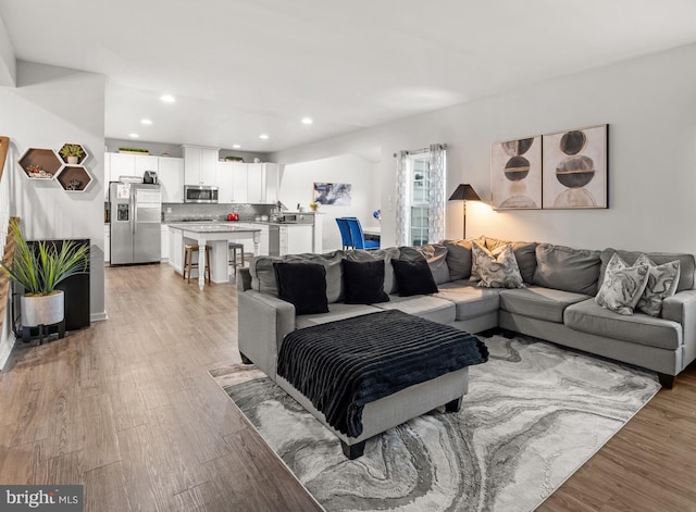 living room with light wood-type flooring