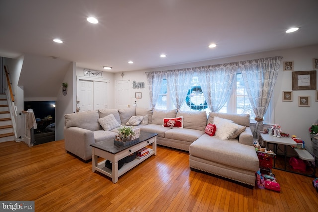 living room featuring light hardwood / wood-style floors