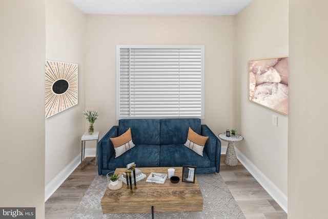 living area featuring light hardwood / wood-style flooring