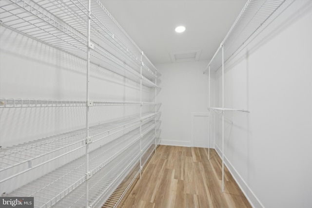 walk in closet featuring hardwood / wood-style floors