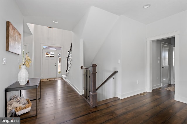 entrance foyer with dark wood-type flooring