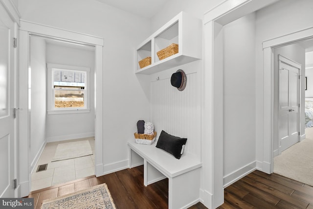 mudroom featuring dark hardwood / wood-style floors