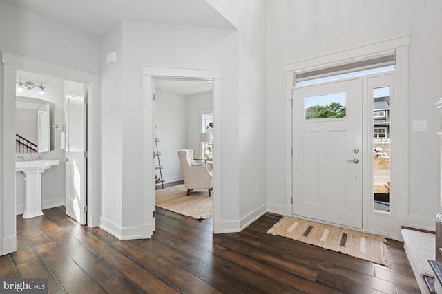 foyer featuring dark hardwood / wood-style flooring