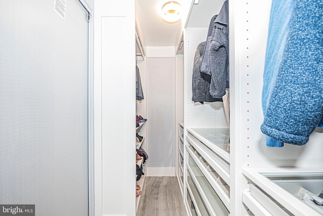 spacious closet featuring hardwood / wood-style flooring