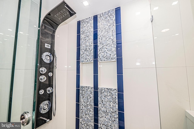 interior details with tiled shower