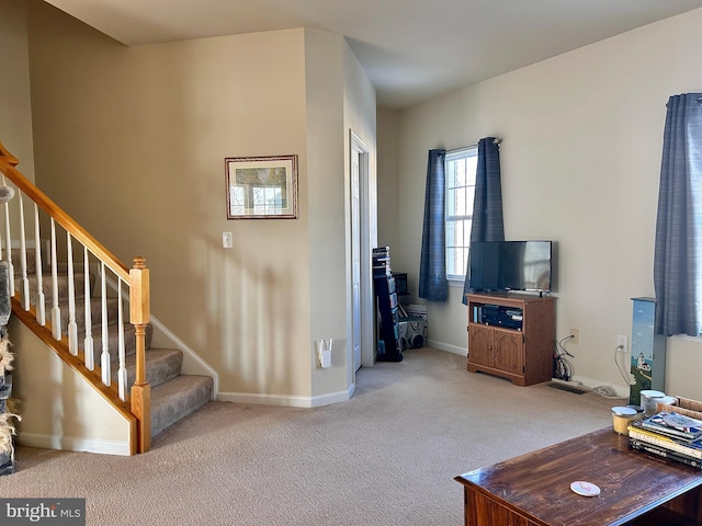 living room with carpet floors