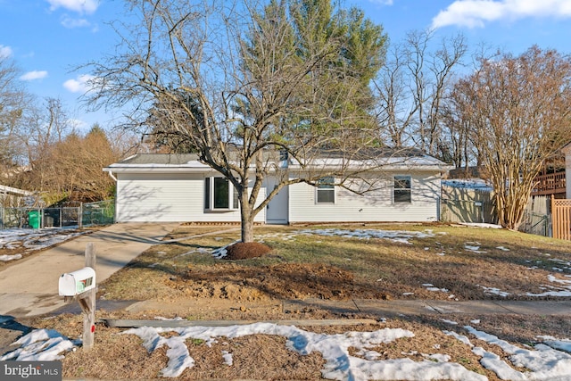 view of single story home