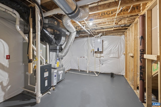 utility room featuring tankless water heater