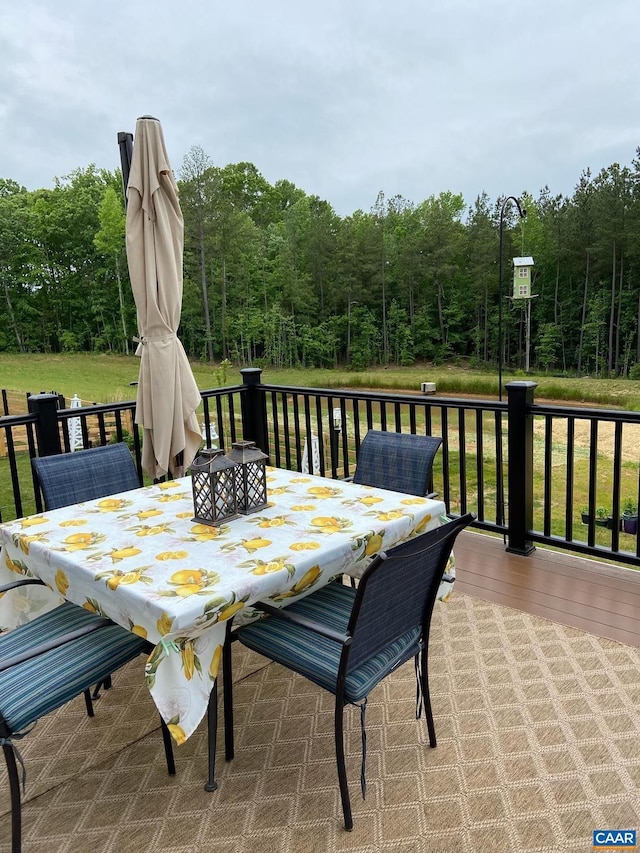 wooden deck with a lawn