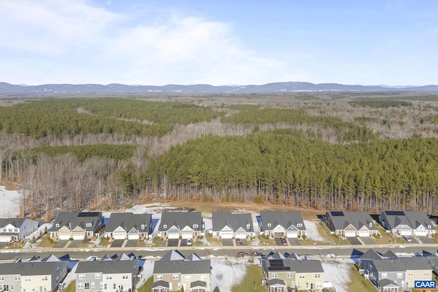 birds eye view of property with a mountain view