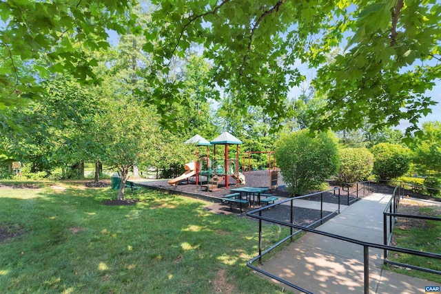 view of yard featuring a playground