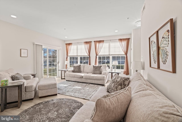 living room featuring light hardwood / wood-style flooring