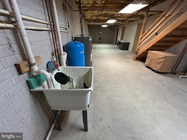 basement with water heater