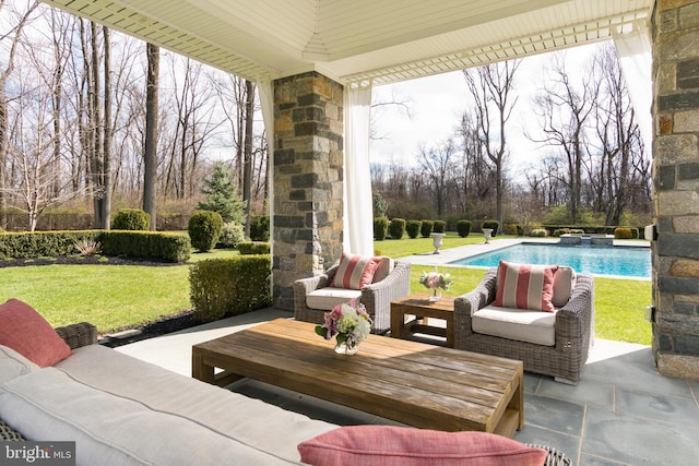 view of patio featuring an outdoor hangout area