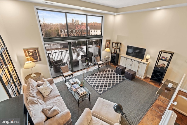 living room with wood-type flooring