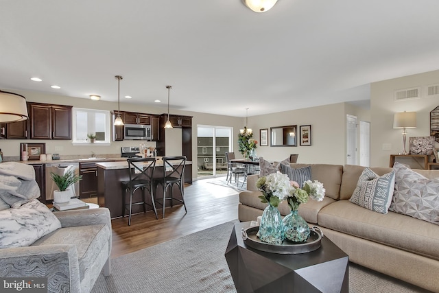 living room featuring light hardwood / wood-style flooring