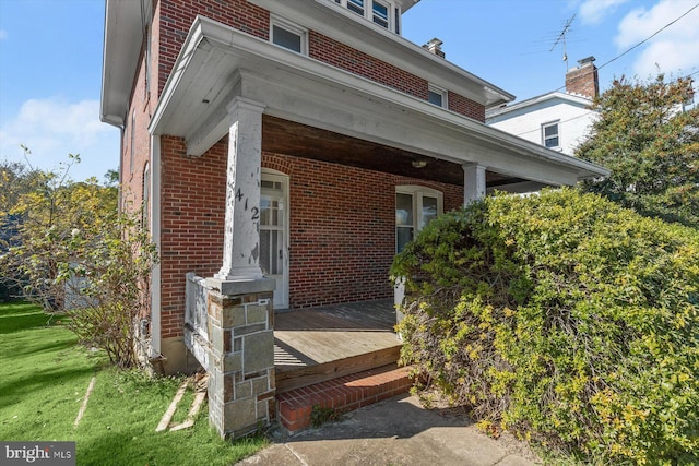 exterior space with covered porch