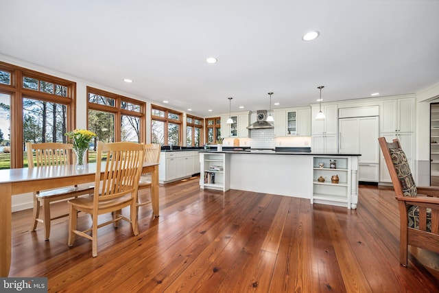 7705 Quaker Neck Rd, Bozman, MD 21612 - dining space featuring recessed lighting and dark wood-style flooring
