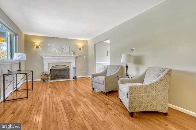 living area featuring hardwood / wood-style floors