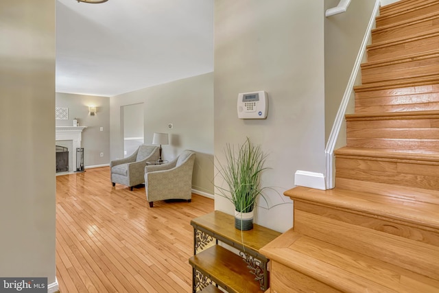 sitting room with wood-type flooring