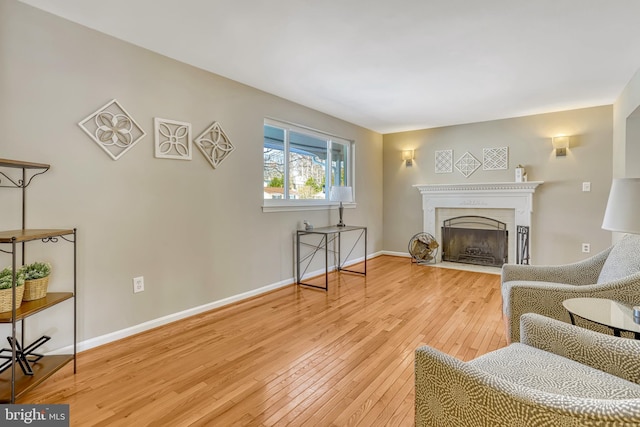 living area with wood-type flooring