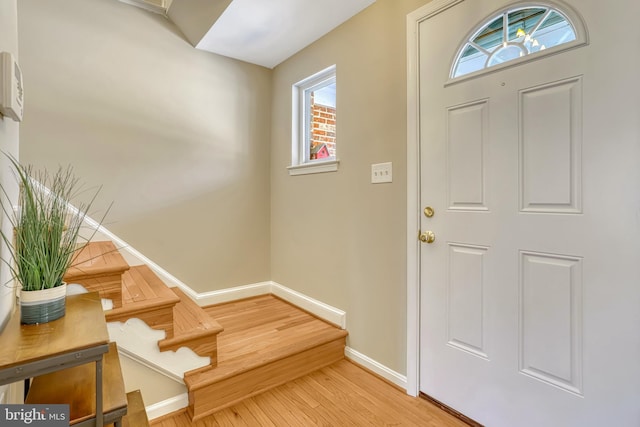 entryway with hardwood / wood-style floors