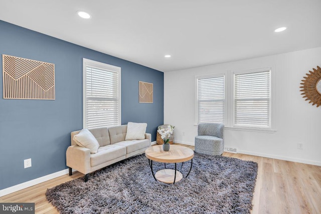 living room featuring light wood-type flooring