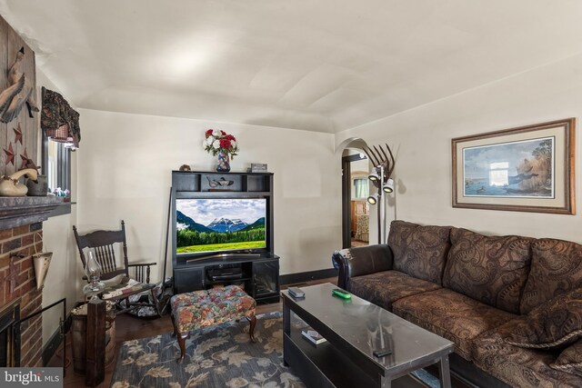 living room with hardwood / wood-style floors