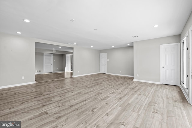 unfurnished living room featuring light hardwood / wood-style flooring